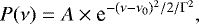 Mathematical equation: \begin{equation*} P(\nu)=A \times {\textrm{e}}^{-(\nu-\nu_0)^2/2/\Gamma^2} ,\vspace*{-2pt}\end{equation*}