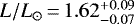 Mathematical equation: $L/L_{\odot}\,{=}\,1.62^{+0.09}_{-0.07}$