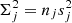 Mathematical equation: $$ \begin{aligned}&\Sigma _j^2 = n_js_j^2 \end{aligned} $$