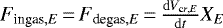 Mathematical equation: $F_{\textrm{ingas},E}\,{=}\,F_{\textrm{degas},E}\,{=}\,\frac{\mathrm{d}V_{\textrm{c}r,E}}{\mathrm{d}t}X_E$