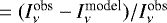 Mathematical equation: $\,=(I_{\nu}^{\textrm{obs}}-I_{\nu}^{\textrm{model}})/I_{\nu}^{\textrm{obs}}$