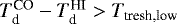 Mathematical equation: $T_{\textrm{d}}^{\textrm{CO}}-T_{\textrm{d}}^{\textrm{HI}}>T_{\textrm{tresh,low}}$