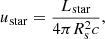 Mathematical equation: $$ \begin{aligned} u_{\rm star}=\frac{L_{\rm star}}{4\pi R_{\rm s}^2c}, \end{aligned} $$
