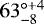 Mathematical equation: $63^{\circ+4}_{-8}$