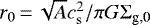 Mathematical equation: $r_{0}\,{=}\,\sqrt{A}c_{\mathrm{s}}^{2}/\pi G\Sigma_{\textrm{g,0}}$