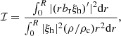 Mathematical equation: $$ \begin{aligned} \mathcal{I} = \frac{\int _0^R|(rb_{\rm r}\xi _{\rm h})^{\prime }|^2\mathrm{d}r}{\int _0^R|\xi _{\rm h}|^2(\rho /\rho _{\rm c})r^2\mathrm{d}r}, \end{aligned} $$