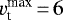 Mathematical equation: $v_{\textrm{t}}^{\textrm{max}}\,{=}\,6$