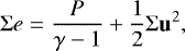 Mathematical equation: \begin{equation*} \Sigma e = \frac{P}{\gamma - 1} + \frac{1}{2} \Sigma \bm{\mathrm{u}}^2, \end{equation*}