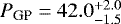 Mathematical equation: $P_{\textrm{GP}}=42.0^{+2.0}_{-1.5}$