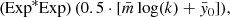Mathematical equation: $$ \begin{aligned} (\mathrm{Exp} ^*\mathrm{Exp} )\,(0.5\cdot [\bar{m}\log (k)+ \bar{y}_0 ]), \end{aligned} $$