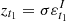 Mathematical equation: $ z_{t_1} = \sigma \varepsilon_{t_1}^I $