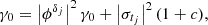 Mathematical equation: $$ \begin{aligned} \gamma _0 = \left|\phi ^{\delta _{j}} \right|^2 \gamma _0 + \left|\sigma _{t_j} \right|^2 (1+c), \end{aligned} $$