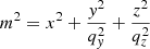 Mathematical equation: $$ \begin{aligned} m^2 = x^2 + \frac{y^2}{q_y^2}+ \frac{z^2}{q_z^2}\nonumber \\ \end{aligned} $$