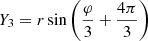 Mathematical equation: $ Y_3 = r \sin \left( \frac{\varphi}{3}+\frac{4\pi}{3 }\right) $