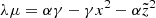 Mathematical equation: $ \lambda \mu = \alpha \gamma -\gamma x^2 -\alpha \tilde{z}^2 $