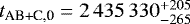 Mathematical equation: $t_{\textrm{AB+C,0}} = 2\,435\,330^{+205}_{-265}$
