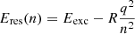 Mathematical equation: $$ \begin{aligned} E_{\rm res}(n)=E_{\rm exc}-R\frac{q^{2}}{n^{2}} \end{aligned} $$