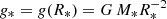 Mathematical equation: $ g_* = g(R_*) = G\,M_*R_*^{-2} $