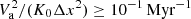 Mathematical equation: $ {V_{\mathrm{a}}^{2}}/({K_{0}\Delta x^2}) \geq 10^{-1}\,\mathrm{Myr^{-1}} $