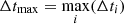Mathematical equation: $ \Delta t_{\mathrm{max}} =\max\limits_{i}(\Delta t_i) $