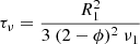 Mathematical equation: $ \tau_\nu = \frac{R_1^2}{3~(2-\phi)^2~\nu_1 } $