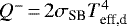 Mathematical equation: $Q^-\,{=}\,2\sigma_{\textrm{SB}}T_{\textrm{eff,d}}^4$
