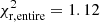 Mathematical equation: $ \chi^{2}_{\mathrm{r,entire}}=1.12 $