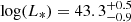 Mathematical equation: $ \log(L_*) = 43.3^{+0.5}_{-0.9} $