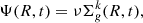 Mathematical equation: $$ \begin{aligned} \Psi (R,t) = \nu \Sigma _{ g}^k(R,t), \end{aligned} $$