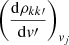 Mathematical equation: $ \left(\frac{\mathrm{d} \rho_{kk\prime}}{\mathrm{d} \mathit{v}\prime} \right)_{\mathit{v}_j} $