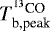 Mathematical equation: $T_{\textrm{b,peak}}^{^{13}\textrm{CO}}$