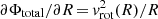 Mathematical equation: $ {\partial \Phi_{\mathrm{total}}}/{\partial R}\,{=}\,{\mathit{v}^{2}_{\mathrm{rot}}(R)}/{R} $