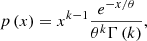 Mathematical equation: $$ \begin{aligned} p\left(x\right) = x^{k-1}\frac{e^{-x/\theta }}{\theta ^{k}\Gamma \left(k\right)}, \end{aligned} $$