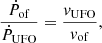 Mathematical equation: $$ \begin{aligned} \frac{\dot{P}_{\mathrm{of}}}{\dot{P}_{\mathrm{UFO}}} = \frac{{ v}_{\rm UFO}}{{ v}_{\rm of}}, \end{aligned} $$