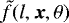 Mathematical equation: $\tilde{f}(l,\boldsymbol{x},\theta)$