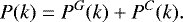Mathematical equation: \begin{equation*} P(k) = P^G(k) + P^C(k).\end{equation*}