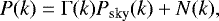 Mathematical equation: \begin{equation*} P(k) = \Gamma(k)P_{\textrm{sky}}(k)+N(k),\end{equation*}