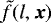 Mathematical equation: $\tilde{f}(l,\boldsymbol{x})$