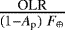 Mathematical equation: $\frac{\textrm{OLR}}{(1-A_{\textrm{p}})~F_{\oplus}}$