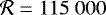 Mathematical equation: $\mathcal{R} = 115~000$