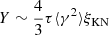 Mathematical equation: $ Y \sim \frac{4}{3} \tau \langle\gamma^2\rangle \xi_{\mathrm{KN}} $