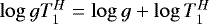 Mathematical equation: $\log gT_1^H = \log g + \log T_1^H$