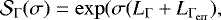 Mathematical equation: $\mathcal{S}_{\Gamma}(\sigma) = \exp(\sigma (L_{\Gamma}+L_{\Gamma_{\mathrm{err}}}),$