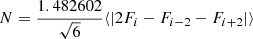 Mathematical equation: $$ \begin{aligned} N&= \dfrac{1.482602}{\sqrt{6}} \langle \left| 2F_i - F_{i-2} - F_{i+2} \right| \rangle \end{aligned} $$