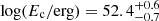 Mathematical equation: $ \log(E_{\mathrm{c}}/\mathrm{erg})=52.4^{+0.6}_{-0.7} $