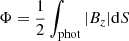 Mathematical equation: $ \Phi=\frac{1}{2}\int_{\mathrm{phot}}|B_z|\mathrm{d}S $