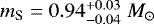 Mathematical equation: $m_{\textrm{S}}=0.94_{-0.04}^{+0.03}\;M_{\odot}$