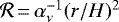 Mathematical equation: ${\mathcal{R}}\,{=}\,\alpha_{\nu}^{-1}(r/H)^2$