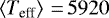 Mathematical equation: $\left \langle T_{\textrm{eff}}\right \rangle\,{=}\,5920$