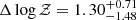 Mathematical equation: $ \Delta\log{\mathcal{Z}}=1.30^{+0.71}_{-1.48} $